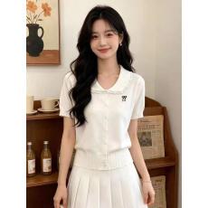 批发韩系蕾丝拼接娃娃领短袖针织衫<b class='q'>女</b>春夏季新款洋气减龄百搭<b class='q'>开衫</b>上衣