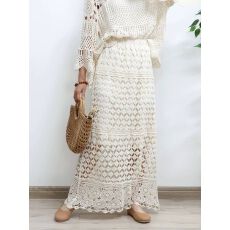 批发钩花镂空半身裙女夏季新款法式气质设计感<b class='q'>中长款</b>a字裙子
