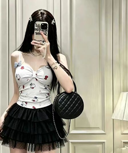 섹시함 순수한 욕망 핫걸 바람 만화 패턴 프린트 나만의 것을 가져와 라. 가슴 패드 슬립 슬림해 보이는 다용도 여성 조끼