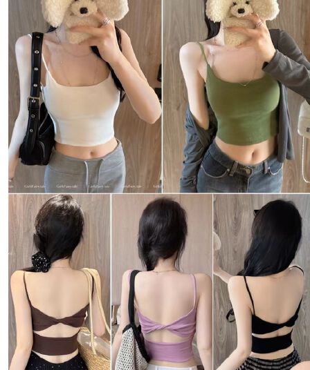u 종류 아름다움 뒤로 브래지어 하나 조끼 여성 행침 벨트 가슴 패드 여름 디자인 센스 작은 대중 인사이드 가져 가라. 외출용 만나는 속옷