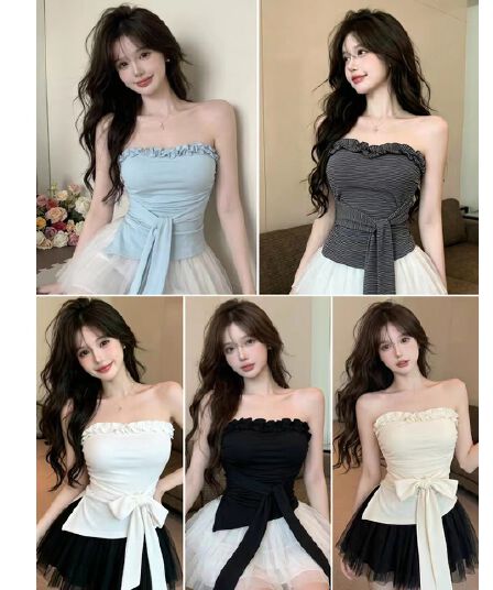 한 부서 부드러운 바람 레이스 튜브탑 조끼 여성 여름 순수한 욕망 디자인 센스 슬림해 보이는 다용도 불규칙 스트랩 맨위