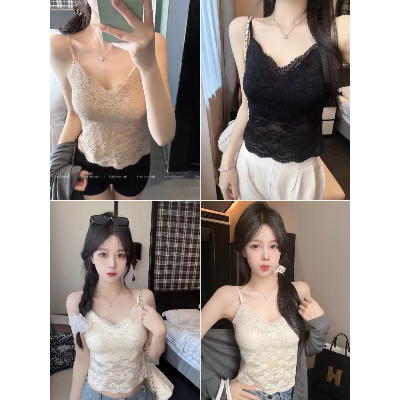 벨트 가슴 패드 순수한 욕망 바람 레이스 얼음 실크 캐미솔 여름 인사이드 가져 가라. 아름다움 뒤로 튜브탑 V넥 맨위