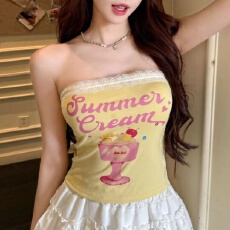 批发辣妹性感蕾丝花边抹胸<b class='q'>背心</b>女内搭外穿夏季多巴胺独特漂亮美背上衣