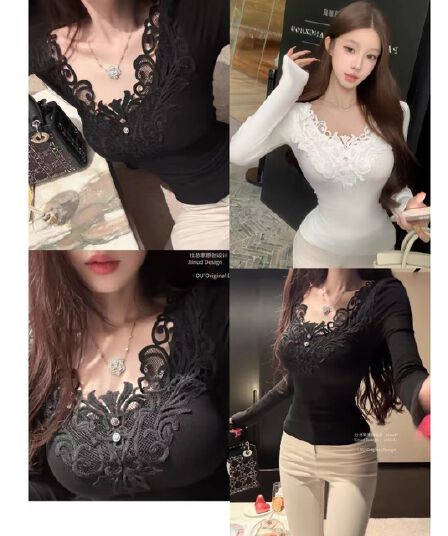 이른 가을 새로운 순수한 욕망 풍차 털 자수 긴팔 티셔츠 슬림해 보이는 몸매 가꾸기 여성 원피스 벨트 가슴 패드 다용도