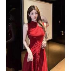 批发灰色不规则无袖背心连衣裙女装夏季<b class='q'>韩版</b>高级感气质收腰修身长裙子