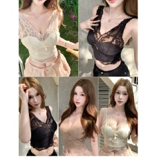 批发纯欲风带胸垫蕾丝吊带背心女<b class='q'>春</b>秋新款独特修身显瘦内搭打底上衣潮
