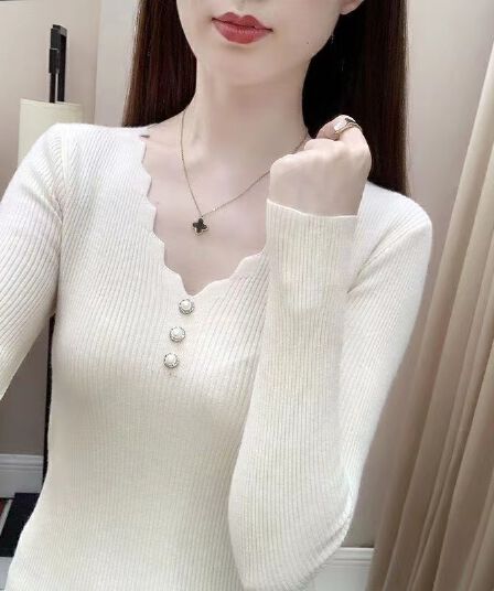 여성 V넥 패키지 코어 실 리브 기본 셔츠 2026 봄 가을 빅 사이즈 다용도 인사이드 가져 가라. 긴팔 티셔츠 맨위 작은 셔츠