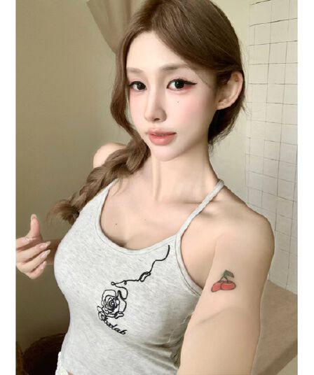 여름 새로운 캐주얼 몸매 가꾸기 슬림해 보이는 다용도 무거운 작업 장미 자수 조끼 벨트 가슴 패드