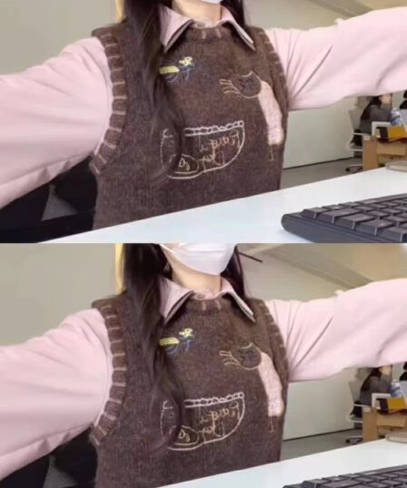 레트로 커피 색상 자수 니트 베스트 조끼 여성 봄 새로운 작은 키 쇼트 스타일 스택 착용 조끼 외출용