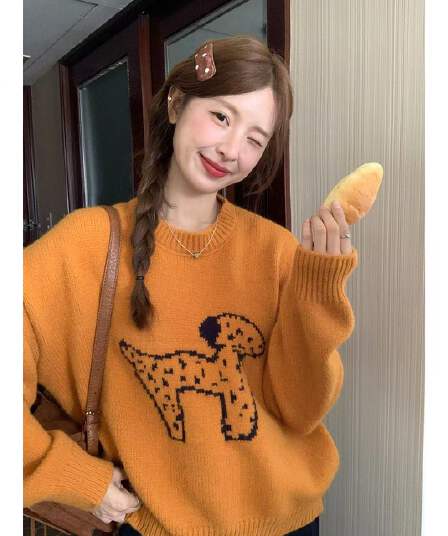 활력 연령 감소 강아지 스웨터 여자 2026 가을 한 부서 부드러운 찹쌀 디자인 센스 슬림해 보이는 다용도 맨위
