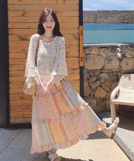 이른 가을 새로운 디자인 센스 작은 대중 프랑스식 홀로우 아웃 자외선 차단 블라우스 맨위 여성 이른 가을 외부 가져 가라. 슈퍼 잘 생긴 니트 스웨터
