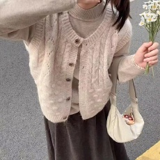 批发学院风针织软糯叠穿马甲内搭女<b class='q'>冬</b>2026秋季慵懒无袖背心上衣毛衣