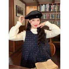批发韩系爱心碎花圆领无袖马甲针织衫女<b class='q'>春</b>秋新款甜美减龄叠穿背心上衣