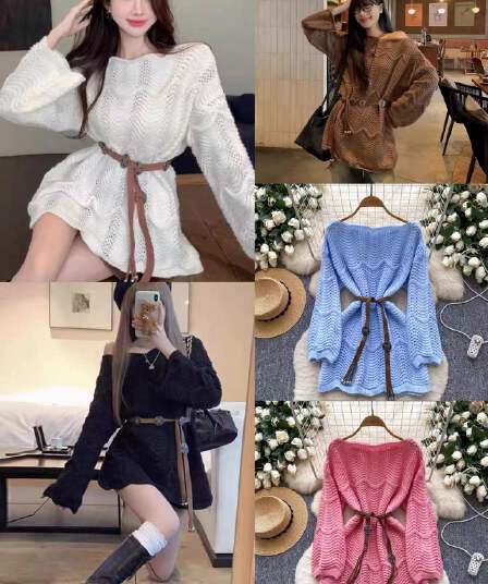 한 부서 불규칙 레이스 홀로우 아웃 니트 맨위 여성 가을 부드러운 바람 캐주얼 달콤함 오프숄더 루즈핏 풀오버