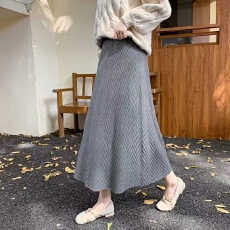 批发新品针织裙秋冬外穿宽松针织中长款毛线裙A字裙大摆<b class='q'>半身</b>裙女秋冬