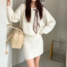 批发26年<b class='q'>春</b>季新款女装针织套装毛衣上衣短裙两件套