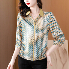 批发2026新款时尚百搭印花上衣女士洋气春季时尚妈妈<b class='q'>七分袖</b><b class='q'>T</b>恤衫