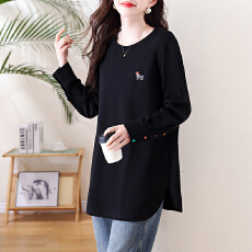 批发时尚<b class='q'>中长款</b>黑色长袖<b class='q'>T</b><b class='q'>恤</b>女 2026年春秋新款打底衫欧货大码上衣