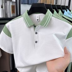 创垚男装 新款男士夏季透气休闲日常插肩短袖T恤polo衫