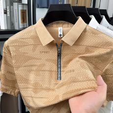 批发创垚男装新款<b class='q'>翻领</b>提花印花拉链上衣POLO衫<b class='q'>男士</b>短袖<b class='q'>T</b><b class='q'>恤</b>