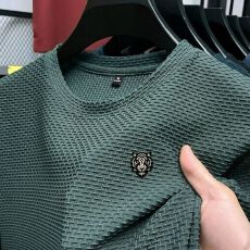 批发创垚<b class='q'>男装</b> 高端冰丝短袖圆领T恤夏季纯色<b class='q'>休闲</b>薄款<b class='q'>商务</b>上衣