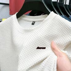 批发创垚<b class='q'>男装</b> 高端冰丝短袖圆领T恤夏季纯色<b class='q'>休闲</b>薄款<b class='q'>商务</b>上衣