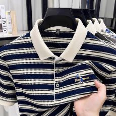 批发创垚男装 珠地棉经典条纹后背男士T恤都市通勤多色可选夏季装