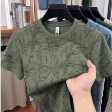 批发创垚男装 新款半袖锦氨男士<b class='q'>夏</b>季印花免烫透气休闲圆领T恤