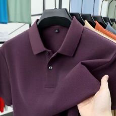 批发创垚男装夏季休闲中青年男士短袖翻领POLO潮流简约纯色上衣百搭