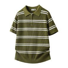 批发创垚男装老钱风polo衫夏季休闲翻领男装t恤上衣冰丝针织马球衫男
