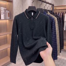 批发创垚男装  新款秋冬季透气休闲打底时尚男士长袖印花polo衫