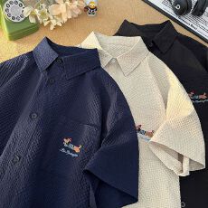 批发创垚男装 设计感翻领假两件POLO衫男短袖夏季<b class='q'>潮</b>牌宽松半袖T恤上衣