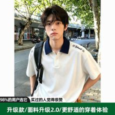 批发夏季新品短袖<b class='q'>男</b>翻领<b class='q'>polo</b><b class='q'>衫</b>美式正肩V领假两件T恤<b class='q'>男</b>痞帅潮牌休闲