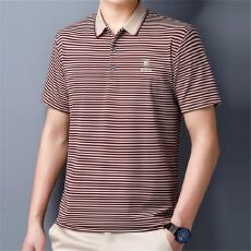 批发男装细条纹撞色翻领Polo衫 简约修身<b class='q'>商务</b><b class='q'>休闲</b>T恤衫