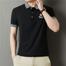 批发格纹翻领包边袖口T恤 刺绣LOGO时尚简约<b class='q'>商务</b><b class='q'>休闲</b>Polo衫