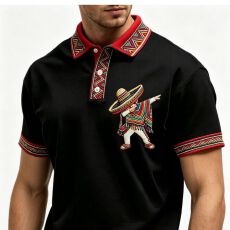 批发2026新款休息POLO热销翻领男士短袖数码印花POLO休闲欧美,名族风