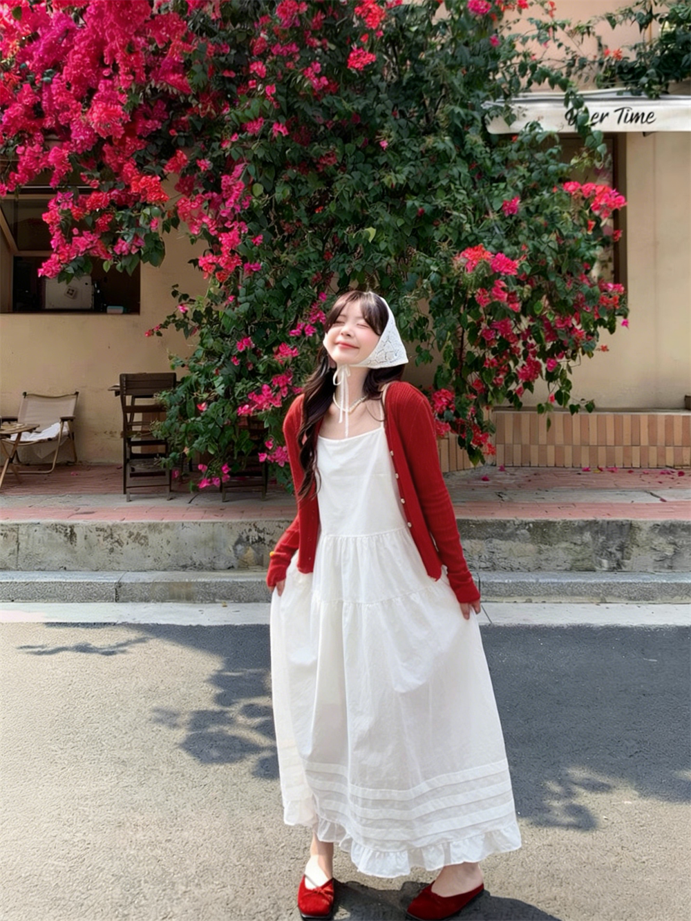 실사 재고 있음 달콤함 미니멀리즘 허리 수축 슬림해 보이는 롱 스커트 여름 새로운 연령 감소 루즈핏 일상 여성 드레스