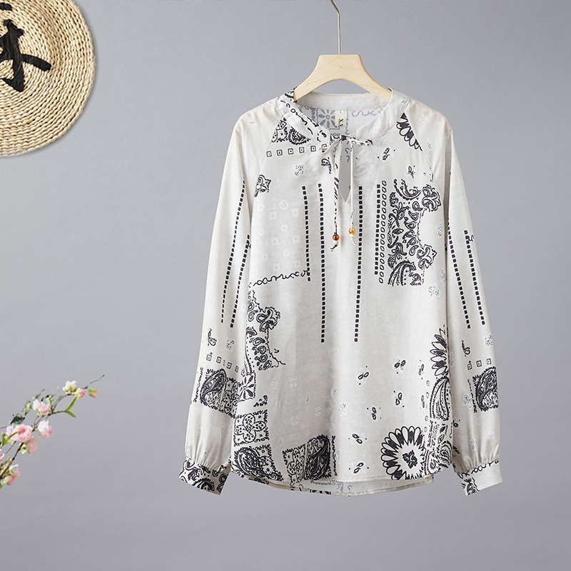 빅 사이즈 레트로 민족 스타일 프린트 자외선 차단 셔츠 맨위 가을 지방 mm 루즈핏 슬림해 보이는 얇고 가벼운 외출용 셔츠