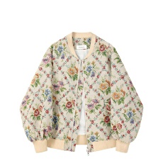 批发2025年秋季新款油画感碎花<b class='q'>棒球</b><b class='q'>外套</b>女小众文艺气质短款上衣