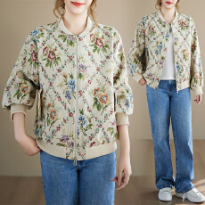 批发小众复古高级感油画提花<b class='q'>棒球</b>服秋冬<b class='q'>外套</b>别致夹克超好看