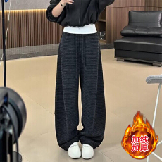 批发官图  高级感毛呢<b class='q'>条纹</b>慵懒弯刀<b class='q'>裤</b>女2025秋冬新款松紧腰宽松阔腿<b class='q'>裤</b>