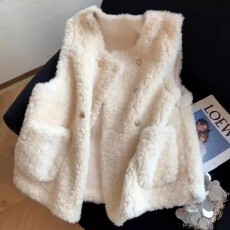 批发官图  小香风羊羔毛毛绒马甲背心外套女2025<b class='q'>冬</b>季新款叠穿保暖上衣