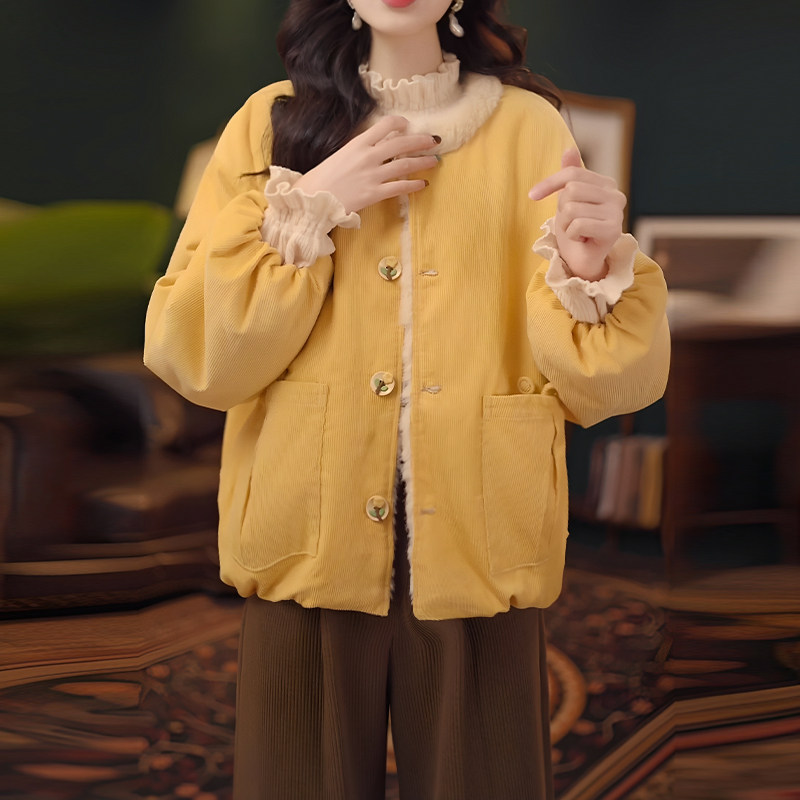 경관 그림 2026 겨울 새로운 여성 고유 한 디자인 센스 양면 착용 면 의류 자이언트 잘 생긴 캐주얼 보온 면 옷