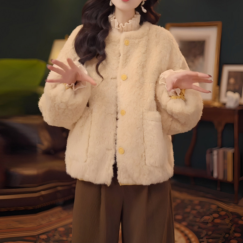 경관 그림 2026 겨울 새로운 여성 고유 한 디자인 센스 양면 착용 면 의류 자이언트 잘 생긴 캐주얼 보온 면 옷