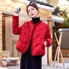 批发官图  新中式国风羽绒棉服女2025年冬季高级感红色短款本命年外套