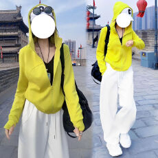 批发官图  休闲运动套装女2026春秋洋气显瘦连帽开衫卫衣阔腿裤两件套