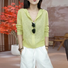 批发官图  针织开衫女士2026夏季新款轻薄透气连帽<b class='q'>长袖</b>防晒衫漂亮上衣