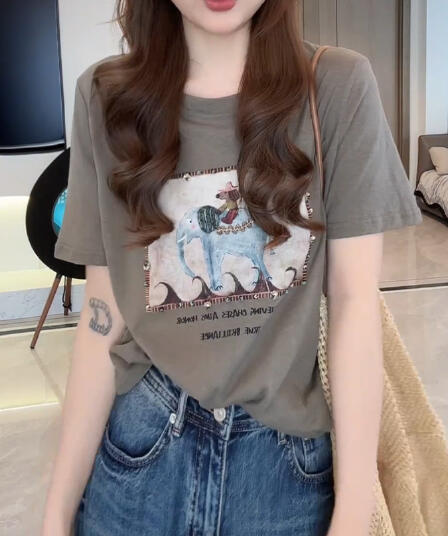 경관 그림 2026 여름 새로운 여성 아메리칸 루즈핏 디자인 센스 맨위 패션 작은 대중 다용도 반팔 티셔츠