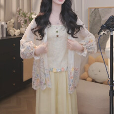 批发官图  精致小<b class='q'>套装</b><b class='q'>女士</b>2026夏季款韩系轻薄宽松防晒开衫背心两件套