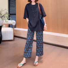 批发官图  2026夏季新款女士套装中袖上衣高腰<b class='q'>九分</b>直筒裤休闲两件套